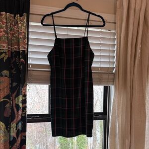 Elegant Black and Pink Plaid Mini Dress